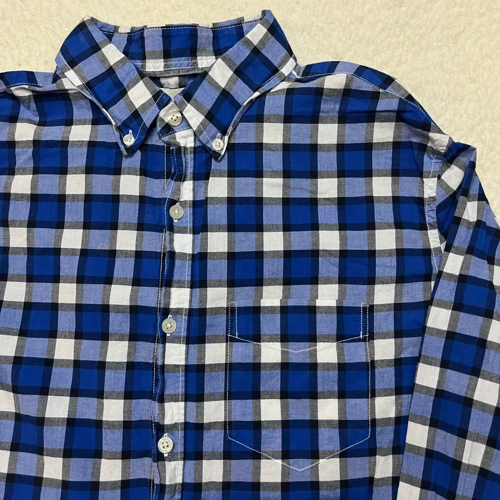 Aeropostale‎ Button Down Mens M Blue Plaid Gingham Long Sleeve Cotton Shirt